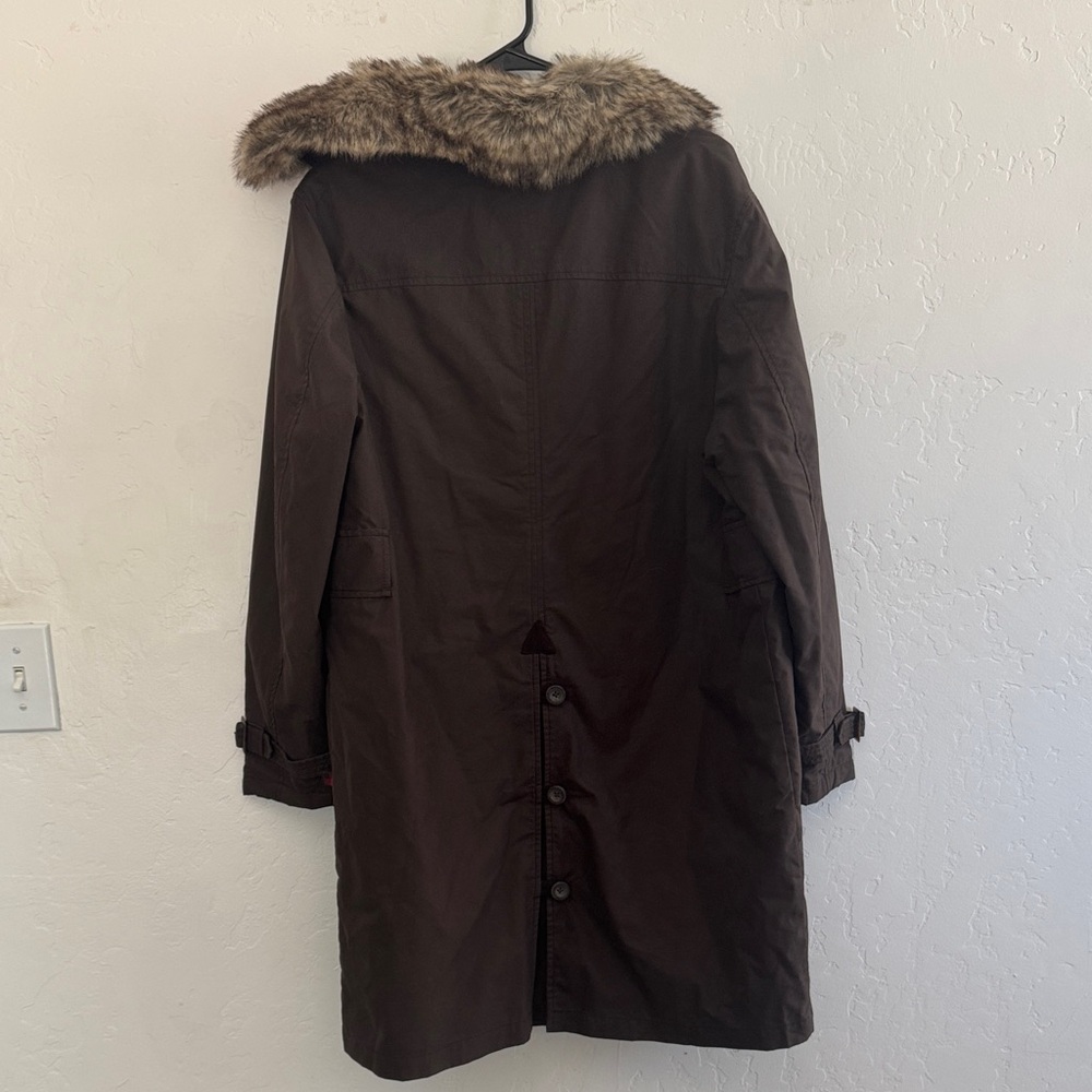 🧥 Woolrich Fur Hooded Parka Coat – Brown, Women’s M - Picture 4 of 4